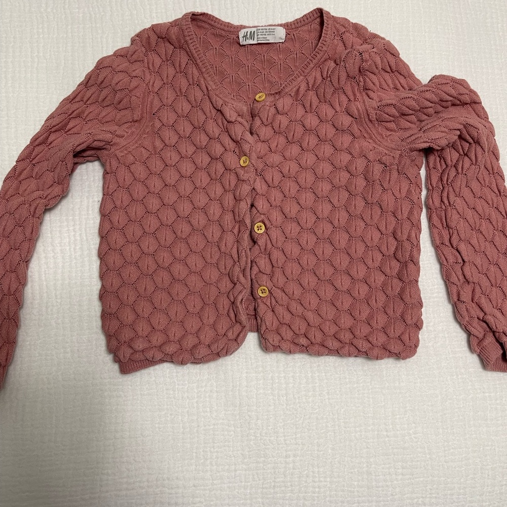 H&M Rose Pink Textured Cable Knit Button Cardigan